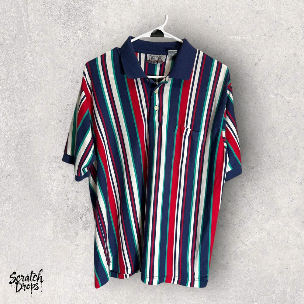 Knights Bridge Vintage 90s Polo Shirt Men's Size XL Striped Retro Casual Top